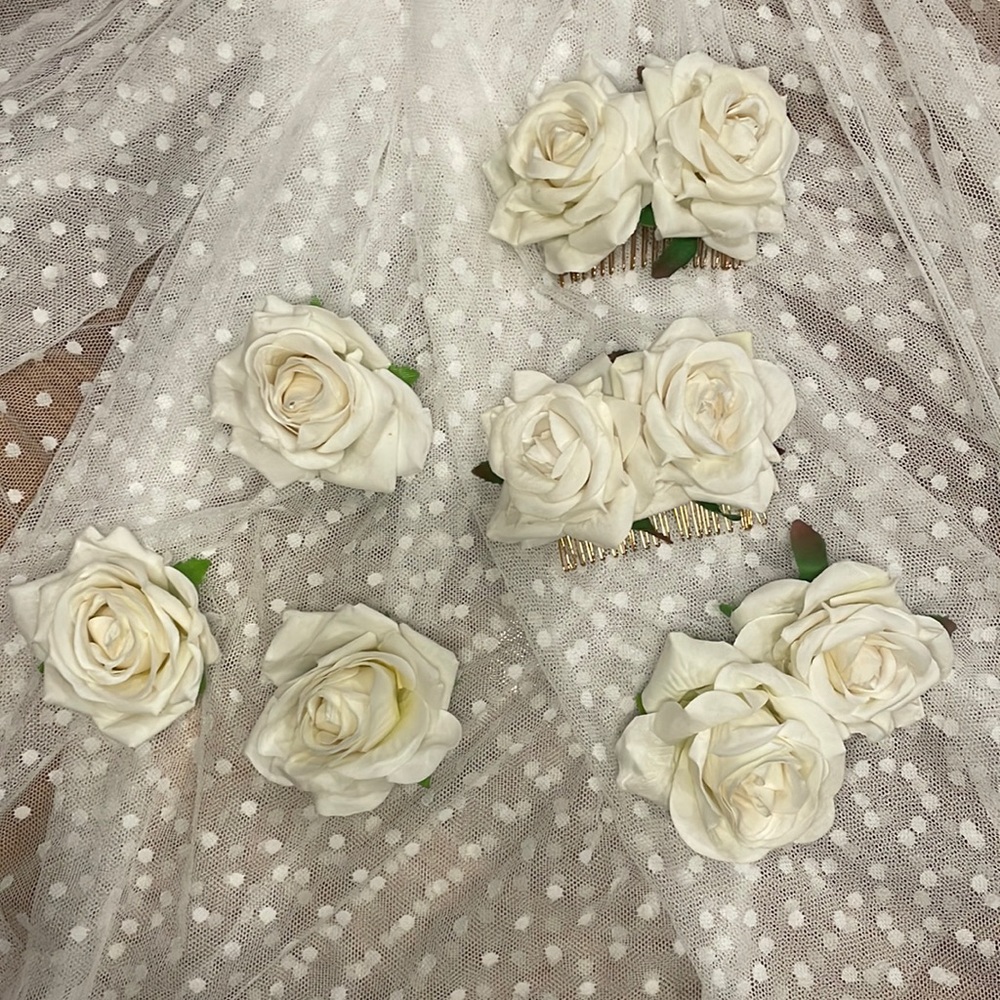 New Hair floral rose clips